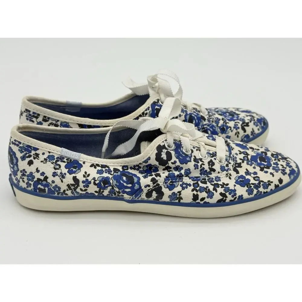 Keds Champion Blue Floral Canvas Lace-Up Sneakers Women’s Size 7.5 - Picture 4 of 10